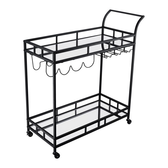 Bar Trolley with Mirror Shelves, Rolling Wine and Service Trolley With Wine Rack And Glass Holder, Modern Home Bar Storage Trolley, Suitable for Kitchen and Restaurant Bar Trolley with Mirror Shelves, Rolling Wine and Service Trolley With Wine Rack And Glass Holder, Modern Home Bar Storage Trolley, Suitable for Kitchen and Restaurant
