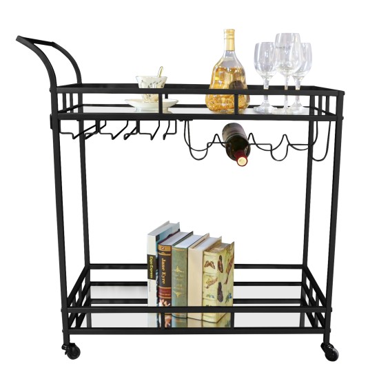 Bar Trolley with Mirror Shelves, Rolling Wine and Service Trolley With Wine Rack And Glass Holder, Modern Home Bar Storage Trolley, Suitable for Kitchen and Restaurant Bar Trolley with Mirror Shelves, Rolling Wine and Service Trolley With Wine Rack And Glass Holder, Modern Home Bar Storage Trolley, Suitable for Kitchen and Restaurant