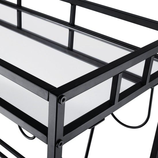 Bar Trolley with Mirror Shelves, Rolling Wine and Service Trolley With Wine Rack And Glass Holder, Modern Home Bar Storage Trolley, Suitable for Kitchen and Restaurant Bar Trolley with Mirror Shelves, Rolling Wine and Service Trolley With Wine Rack And Glass Holder, Modern Home Bar Storage Trolley, Suitable for Kitchen and Restaurant