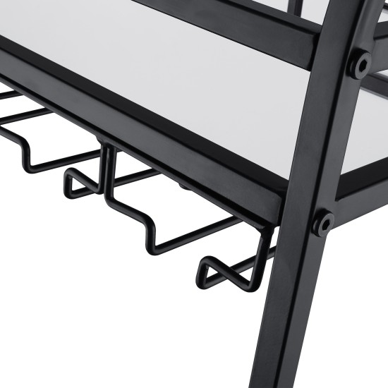 Bar Trolley with Mirror Shelves, Rolling Wine and Service Trolley With Wine Rack And Glass Holder, Modern Home Bar Storage Trolley, Suitable for Kitchen and Restaurant Bar Trolley with Mirror Shelves, Rolling Wine and Service Trolley With Wine Rack And Glass Holder, Modern Home Bar Storage Trolley, Suitable for Kitchen and Restaurant