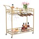 Bar Trolley with Glass Shelves, Rolling Wine and Service Trolley With Wine Rack And Glass Holder, Modern Home Bar Storage Trolley, Suitable for Kitchen and Restaurant Bar Trolley with Glass Shelves, Rolling Wine and Service Trolley With Wine Rack And Glass Holder, Modern Home Bar Storage Trolley, Suitable for Kitchen and Restaurant