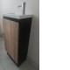 YOLO 400X250X850MM PLYWOOD FLOOR STANDING VANITY - BLACK AND LIGHT OAK WITH CERAMIC TOP