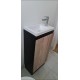 YOLO 400X250X850MM PLYWOOD FLOOR STANDING VANITY - BLACK AND LIGHT OAK WITH CERAMIC TOP