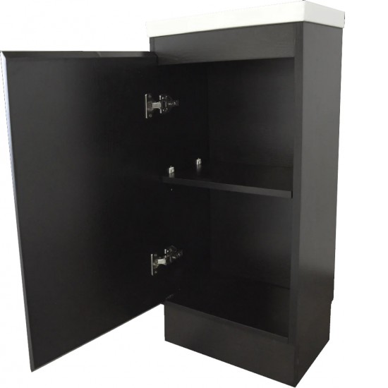 YOLO 400X250X850MM PLYWOOD FLOOR STANDING VANITY - BLACK WITH CERAMIC TOP