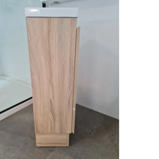 YOLO 400X250X850MM PLYWOOD FLOOR STANDING VANITY - LIGHT OAK WITH CERAMIC TOP