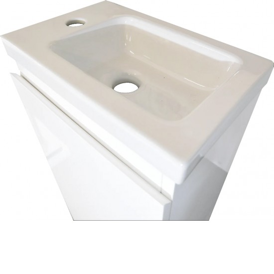 YOLO 400X250X850MM PLYWOOD FLOOR STANDING VANITY - WHITE GLOSS WITH CERAMIC TOP