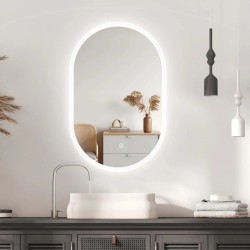 500x800mm Led Mirror Oblong Racetrack LED Wall Mirror Anti Fog Switch 3 Colours Lighting