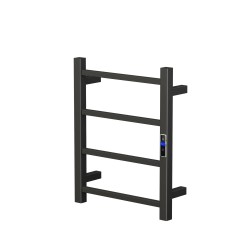 W400 × H500 × D110 mm Square Matt Black Electric With Timer Heated Towel Rack 4 Bars W400 × H500 × D110 mm Square Matt Black Electric With Timer Heated Towel Rack 4 Bars