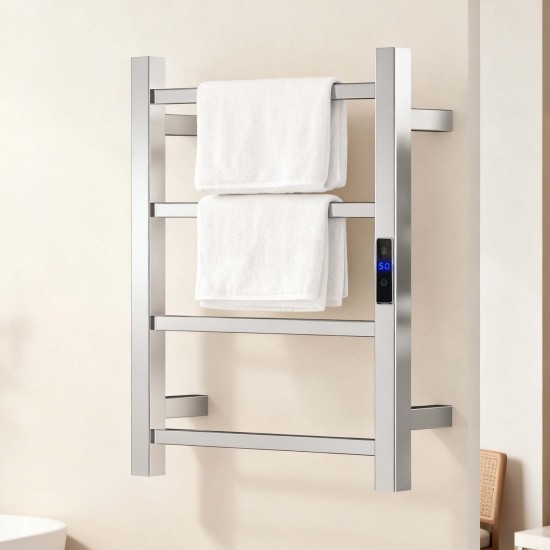 500Hx400Wx110D Square Chrome Electric Heated Towel Rack With Timer 4 Bars 500Hx400Wx110D Square Chrome Electric Heated Towel Rack With Timer 4 Bars