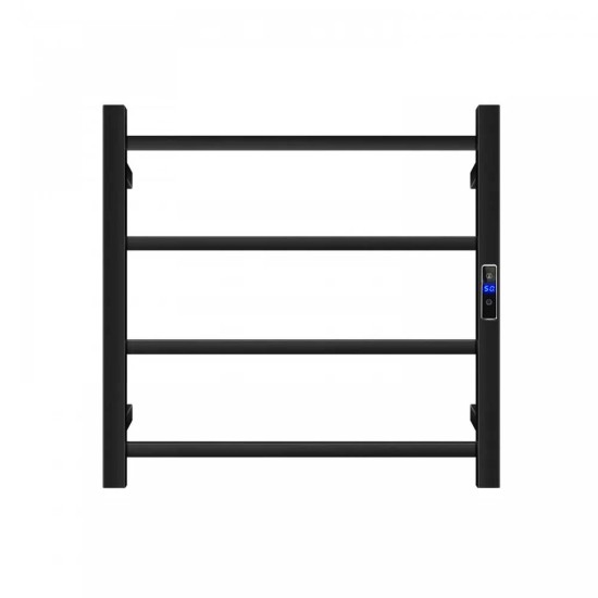 600W× 500H× 110D mm Square Matt Black Electric Heated Towel Rack With Timer 4 Bars 600W× 500H× 110D mm Square Matt Black Electric Heated Towel Rack With Timer 4 Bars