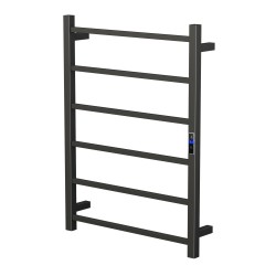 W600 × H800 × D110mm mm Square Matt Black Electric Heated Towel Rack With Timer 6 Bars W600 × H800 × D110mm mm Square Matt Black Electric Heated Towel Rack With Timer 6 Bars