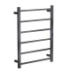 800Hx600Wx110D Gunmetal Grey Electric Heated Towel Rack With Timer 6 Bars