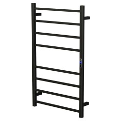 W600 × H1000 × D110mm Square Matt Black Electric Heated Towel Rack With Timer 8 Bars W600 × H1000 × D110mm Square Matt Black Electric Heated Towel Rack With Timer 8 Bars