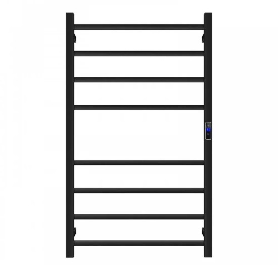 W600 × H1000 × D110mm Square Matt Black Electric Heated Towel Rack With Timer 8 Bars W600 × H1000 × D110mm Square Matt Black Electric Heated Towel Rack With Timer 8 Bars