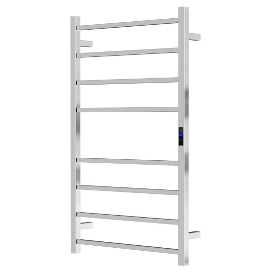 1000Hx600Wx110D Square Chrome Electric Heated Towel Rack With Timer 8 Bars