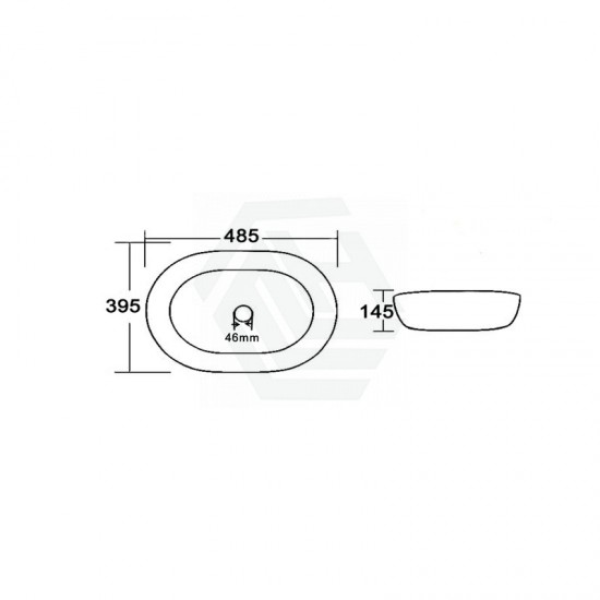 485*395*145mm Bathroom Rectangle Above Counter Ceramic Wash Basin