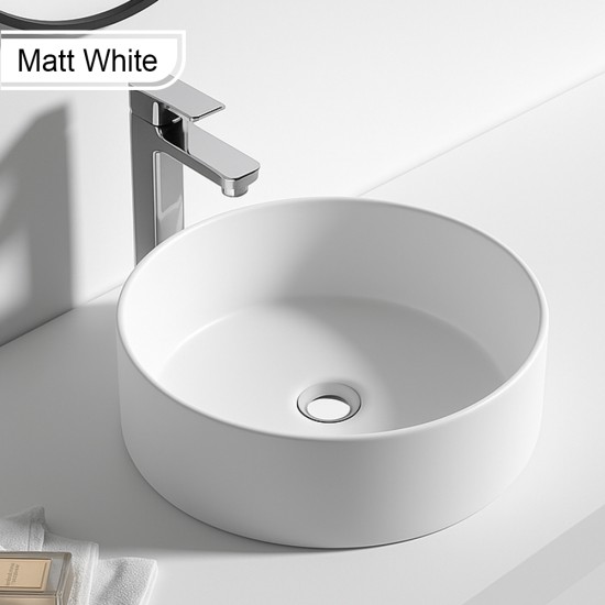 365*365*125mm Bathroom Round Above Counter Matt White Ceramic Wash Basin 365*365*125mm Bathroom Round Above Counter Matt White Ceramic Wash Basin