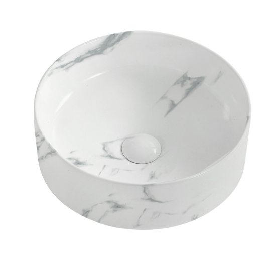 370*370*130mm Bathroom Round Carrara White Above Counter Ceramic Wash Basin 370*370*130mm Bathroom Round Carrara White Above Counter Ceramic Wash Basin