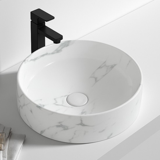 370*370*130mm Bathroom Round Carrara White Above Counter Ceramic Wash Basin 370*370*130mm Bathroom Round Carrara White Above Counter Ceramic Wash Basin