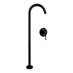 Freestanding Floor Mounted Bath Spout , Solid Brass Black Finish Tap With Wall Mixer Bathtub Tap Set Freestanding Floor Mounted Bath Spout , Solid Brass Black Finish Tap With Wall Mixer Bathtub Tap Set