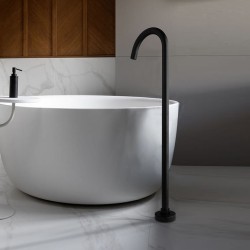 Round Black Solid Brass Freestanding Bath Spout Floor Mounted Bath Outlet Round Black Solid Brass Freestanding Bath Spout Floor Mounted Bath Outlet