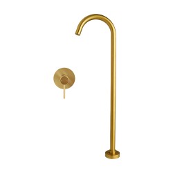 Solid Brass Brushed Yellow Gold Freestanding Bath Spout Set Floor-Mounted & Wall Mixer  Solid Brass Brushed Yellow Gold Freestanding Bath Spout Set Floor-Mounted & Wall Mixer
