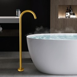 Round Brushed Yellow Gold Solid Brass Freestanding Bath Spout Floor Mounted Round Brushed Yellow Gold Solid Brass Freestanding Bath Spout Floor Mounted