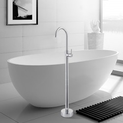 Round Chrome Solid Brass Freestanding Bath Spout with Mixer Floor Mounted Round Chrome Solid Brass Freestanding Bath Spout with Mixer Floor Mounted