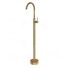 Round Brushed Yellow Gold Solid Brass Freestanding Bath Spout with Mix..