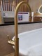 Round Brushed Yellow Gold Solid Brass Freestanding Bath Spout with Mixer Floor Mounted