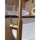 Round Brushed Yellow Gold Solid Brass Freestanding Bath Spout with Mixer Floor Mounted