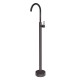 Round Gunmetal Grey Solid Brass Freestanding Bath Spout with Mixer Floor Mounted