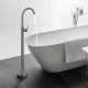 Round Gunmetal Grey Solid Brass Freestanding Bath Spout with Mixer Floor Mounted