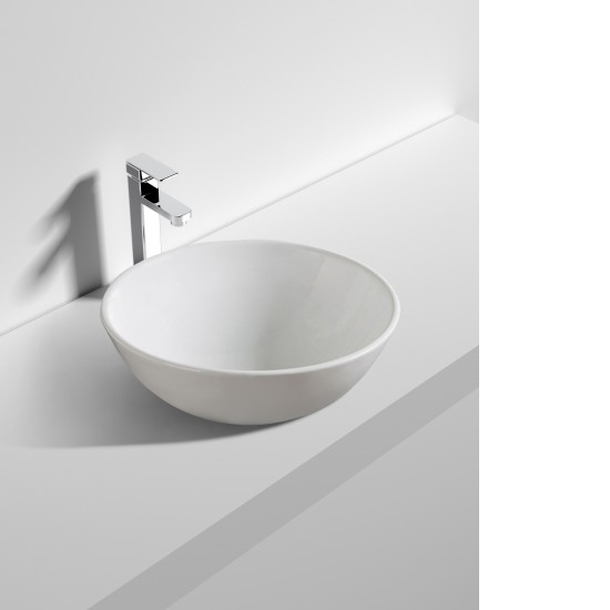 400*400*155mm Bathroom Round Above Counter White Ceramic Wash Basin