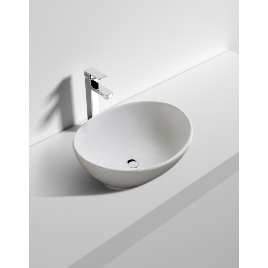 410*330*145mm Bathroom Oval Above Counter White Ceramic Wash Basin
