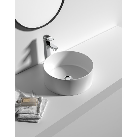 400*400*150mm Bathroom Round Above Counter White Ceramic Wash Basin