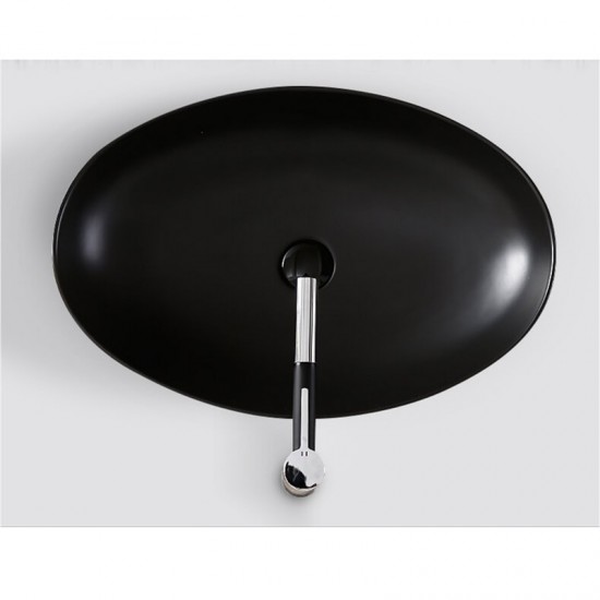 600*400*155mm Bathroom Oval Above Counter Matt Black Ceramic Wash Basin