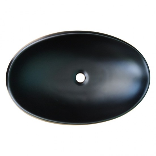 600*400*155mm Bathroom Oval Above Counter Matt Black Ceramic Wash Basin