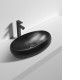 600*400*155mm Bathroom Oval Above Counter Matt Black Ceramic Wash Basin