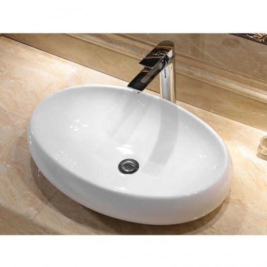 600*400*155mm Bathroom Oval Above Counter White Ceramic Wash Basin