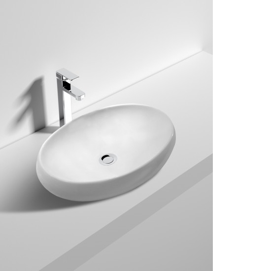 600*400*155mm Bathroom Oval Above Counter White Ceramic Wash Basin