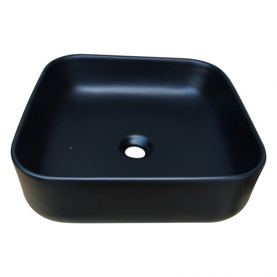 385*385*140mm Bathroom Square Above Counter Matt Black Ceramic Wash Basin