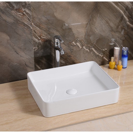 500*400*110mm Above Counter Rectangle White Ceramic Basin Counter Top Wash Basin