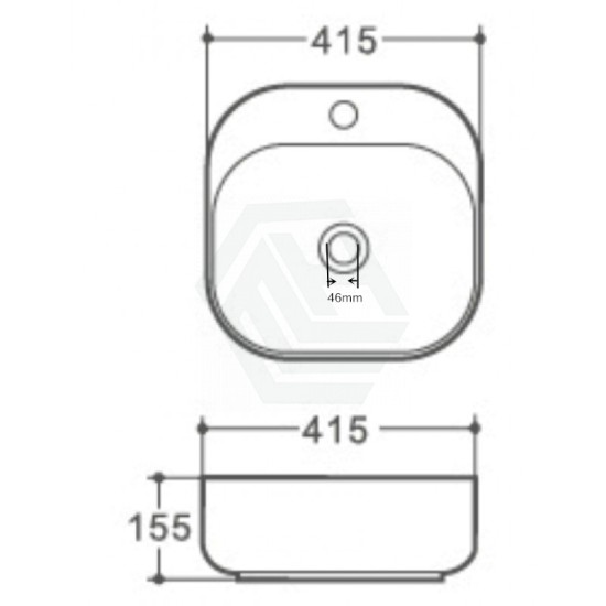 415*415*155mm Above Counter Square White Ceramic Basin Counter Top Wash Basin