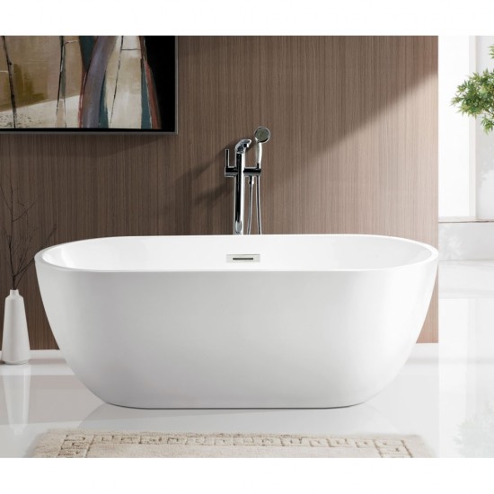 1400x700x580mm Oval Bathtub Freestanding Acrylic Apron White Bath Tub