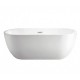 1500x700x580mm Oval Bathtub Freestanding Acrylic Apron White Bath Tub