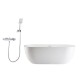 1500x700x580mm Oval Freestanding Acrylic Apron White Bathtub with Solid Brass Mixer Diverter & ABS Handheld Shower Tap Set 1500x700x580mm Oval Freestanding Acrylic Apron White Bathtub with Solid Brass Mixer Diverter & ABS Handheld Shower Tap Set