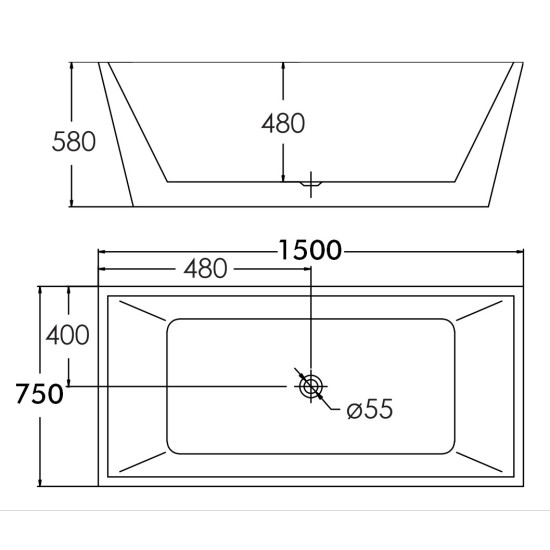 1500x750x580mm Square Bathtub Freestanding Acrylic White Bath Tub 1500x750x580mm Square Bathtub Freestanding Acrylic White Bath Tub