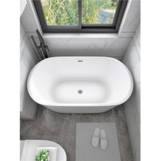 1500x750x580mm Oval Bathtub Freestanding Acrylic Apron White Bath Tub