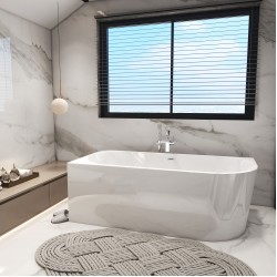 1400x720x580mm Corner Bathtub Left Corner Back to Wall Acrylic White Bathtub